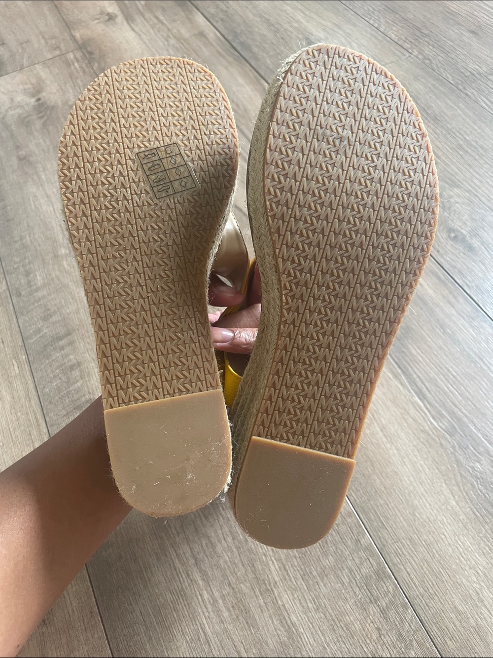 Michael Kors Yellow Leather Espadrille Wedge Sandals - Picture 9 of 9